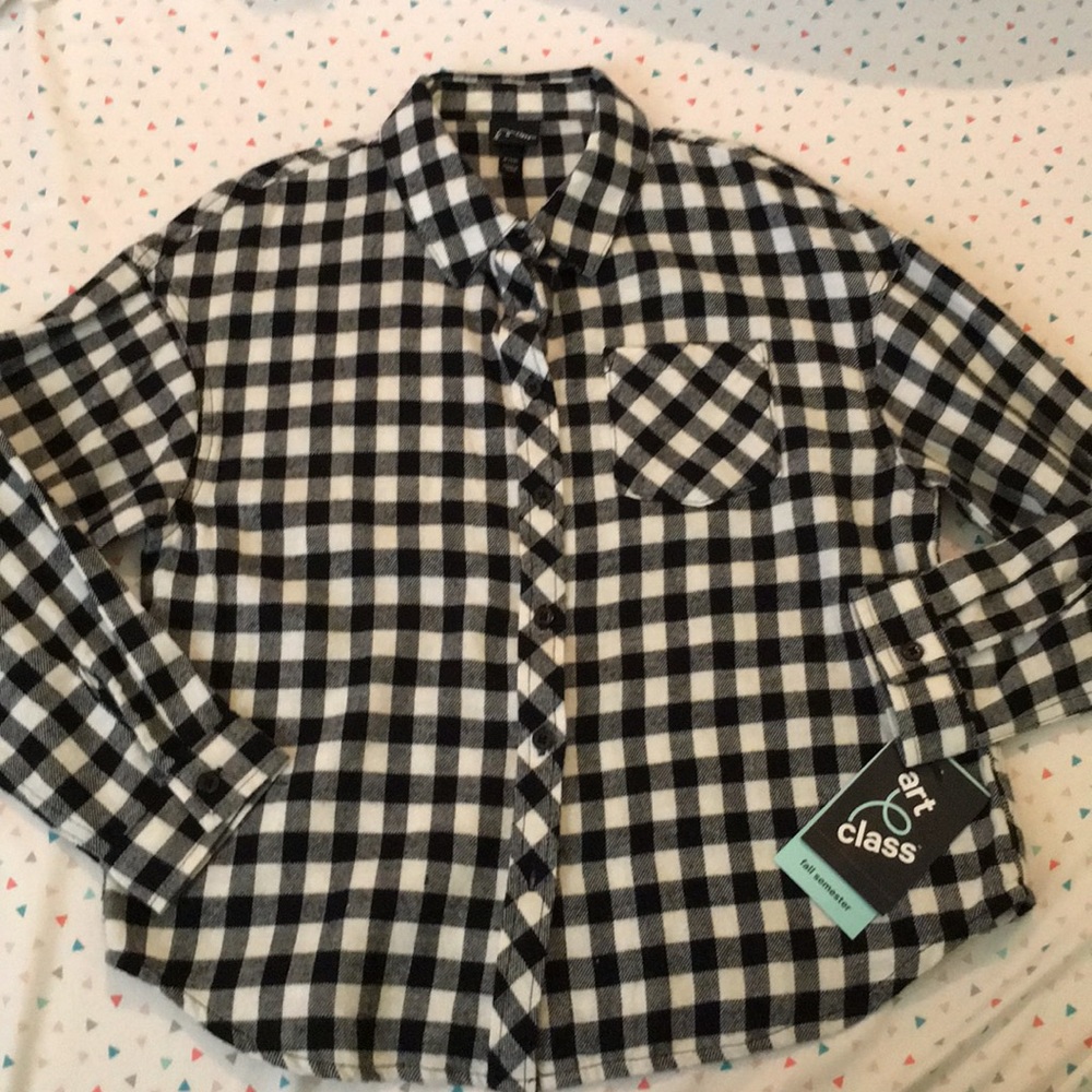 NWTGirls art class checkered shirt